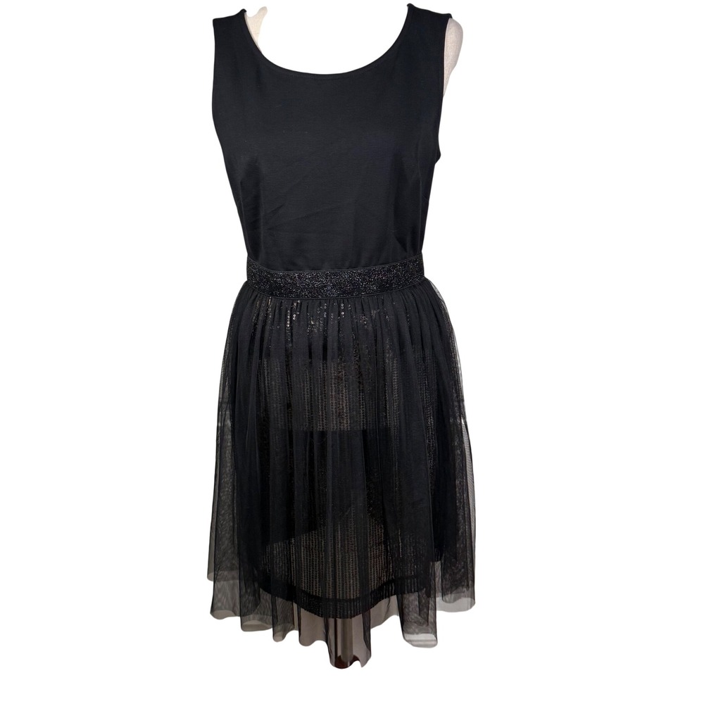 Betsey Johnson Dress Womens 6 Black Sequin Animal Print Tulle Whimsigoth Party